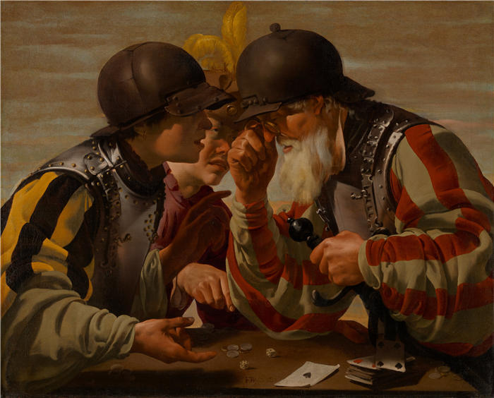 亨德里克·特·布鲁根（Hendrick ter Brugghen，荷兰画家）高清作品-《赌徒（1623）》