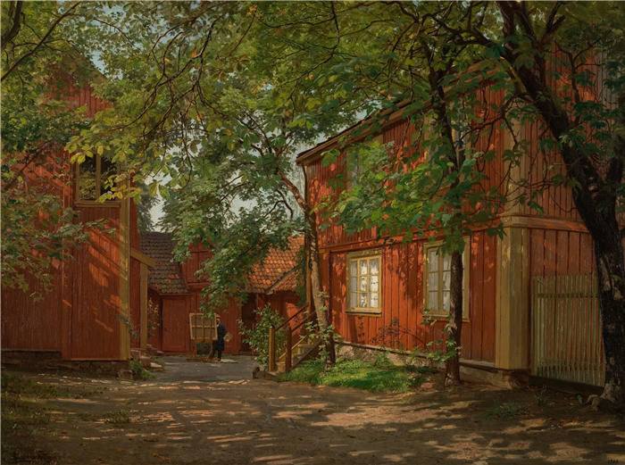阿玛拉杜斯·尼尔森 (Amaldus Nielsen,挪威画家 )高清作品-《摩根,Majorstuveien 8 (1900)》