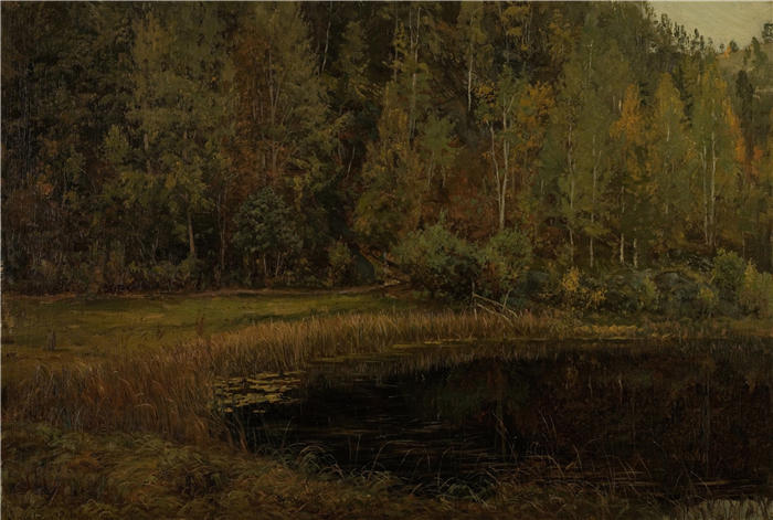 阿玛拉杜斯·尼尔森 (Amaldus Nielsen,挪威画家 )高清作品-《Risør 的秋天(1894 年)》