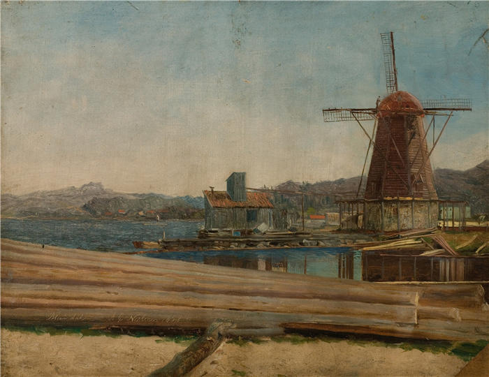 阿玛拉杜斯·尼尔森 （Amaldus Nielsen，挪威画家 ）高清作品-《曼达尔·加弗里埃 (1858)》
