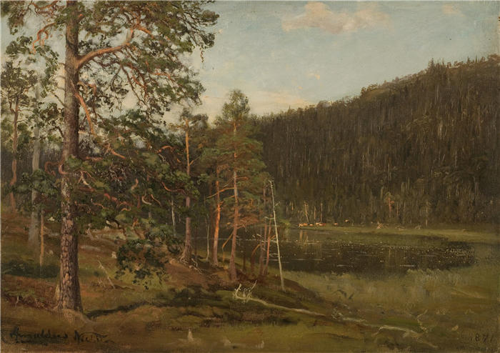 阿玛拉杜斯·尼尔森 （Amaldus Nielsen，挪威画家 ）高清作品-《莱万格特杰恩 (1871)》