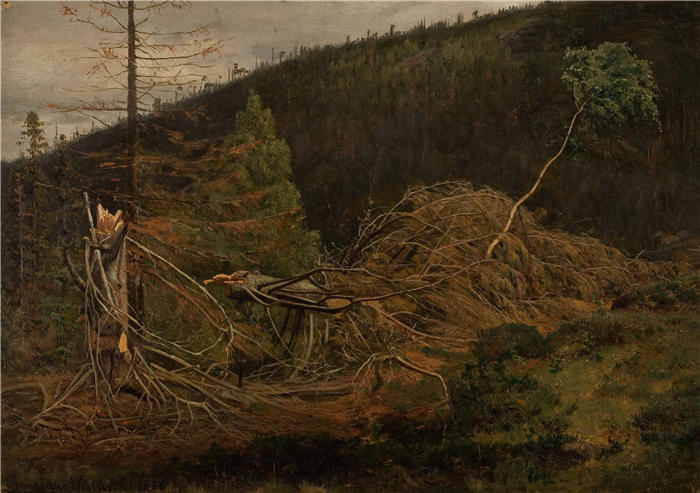 阿玛拉杜斯·尼尔森 （Amaldus Nielsen，挪威画家 ）高清作品-《斯科格帕蒂 (1866)》