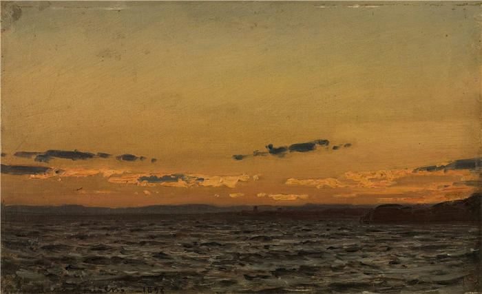 阿玛拉杜斯·尼尔森 （Amaldus Nielsen，挪威画家 ）高清作品-《风暴，赫瓦勒 (1896)》