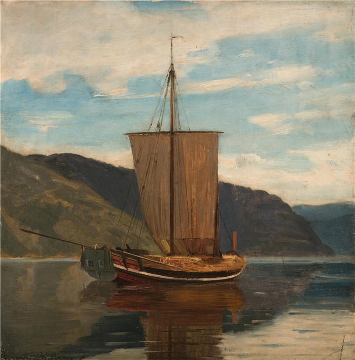 阿玛拉杜斯·尼尔森 （Amaldus Nielsen，挪威画家 ）高清作品-《松尼亚克特 (1865)》