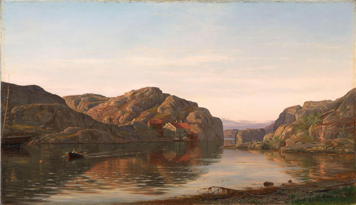 阿玛拉杜斯·尼尔森 （Amaldus Nielsen，挪威画家 ）高清作品-《新赫勒松的早晨（1885 年）》