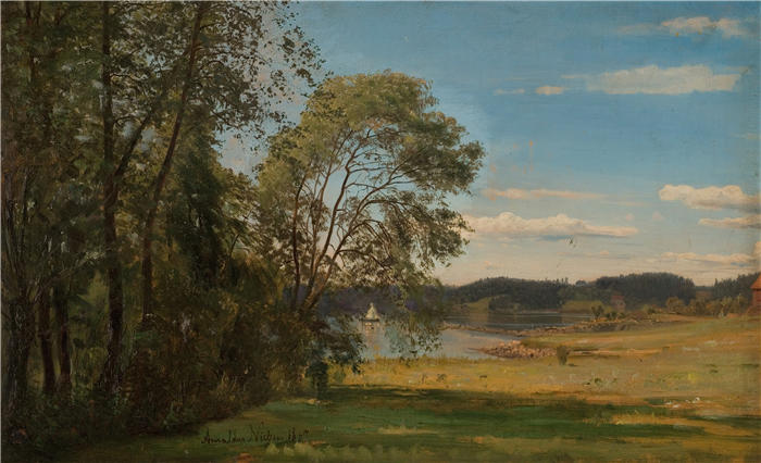 阿玛拉杜斯·尼尔森 （Amaldus Nielsen，挪威画家 ）高清作品-《弗罗格纳基伦 (1866)》