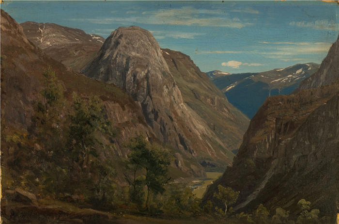 阿玛拉杜斯·尼尔森 （Amaldus Nielsen，挪威画家 ）高清作品-《Jordalsnuten, 斯塔尔海姆 (1865)》