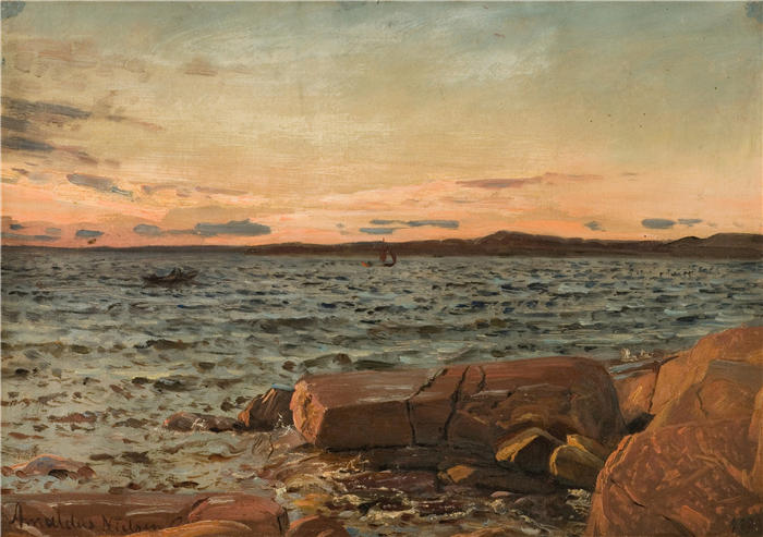 阿玛拉杜斯·尼尔森 （Amaldus Nielsen，挪威画家 ）高清作品-《索尔甘斯维德，赫瓦勒尼（1896） 》