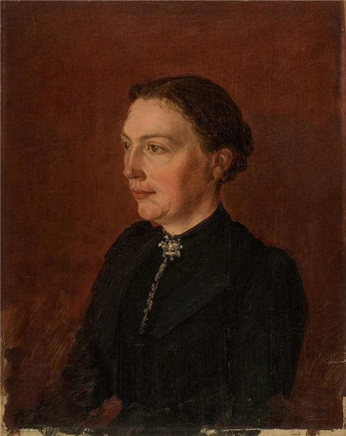 阿玛拉杜斯·尼尔森 （Amaldus Nielsen，挪威画家 ）高清作品-《波特雷特 (1890)》