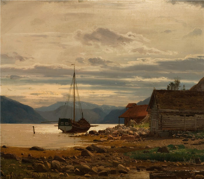 阿玛拉杜斯·尼尔森 （Amaldus Nielsen，挪威画家 ）高清作品-《弗拉·巴莱斯特兰 (1866) (1)》