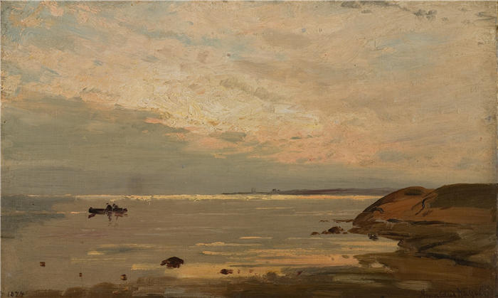 阿玛拉杜斯·尼尔森 （Amaldus Nielsen，挪威画家 ）高清作品-《鲸鱼之夜（1874）》