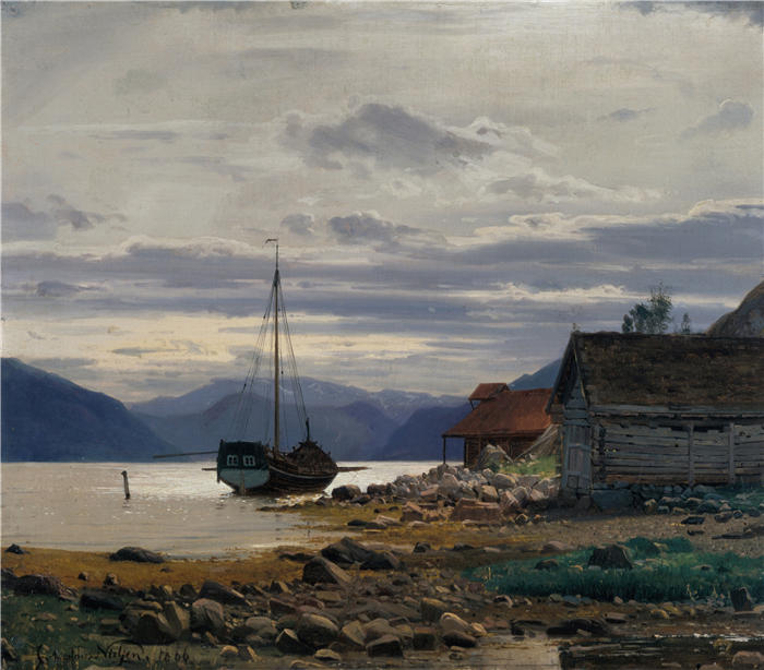阿玛拉杜斯·尼尔森 （Amaldus Nielsen，挪威画家 ）高清作品-《弗拉·巴莱斯特兰 (1866)》