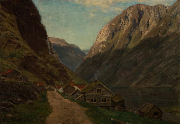 阿玛拉杜斯·尼尔森 (Amaldus Nielsen,挪威画家 )高清作品-《古德凡根的派对(1865年) 》