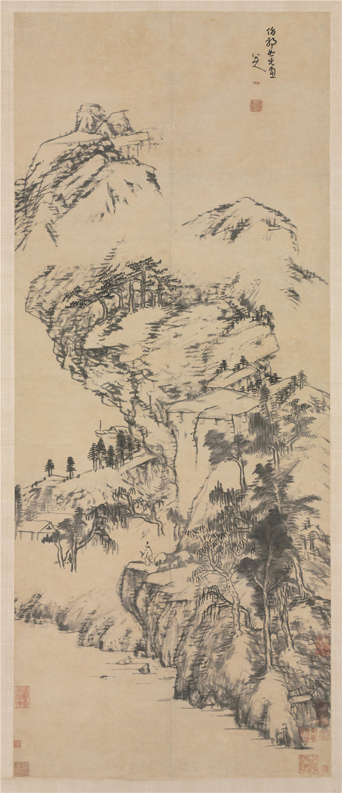 中国清代八大山人高清作品《郭钟书之后的风景》