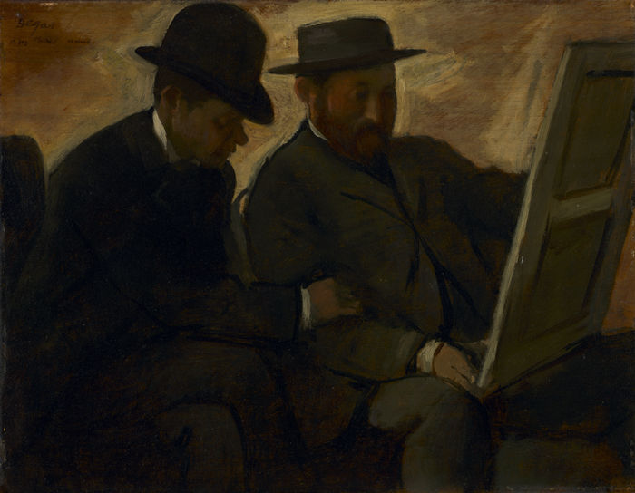 埃德加·德加(Edgar Degas)-Paul Lafond 和 Alphonse Cherfils 检查一幅画