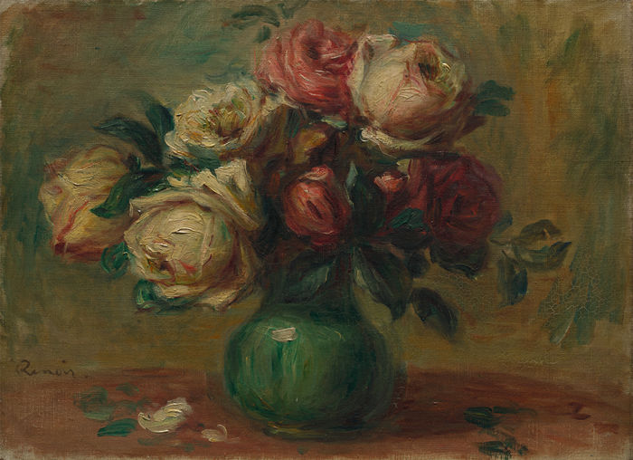 皮埃尔·奥古斯特·雷诺阿(Pierre-Auguste Renoir)作品 –花瓶里的玫瑰