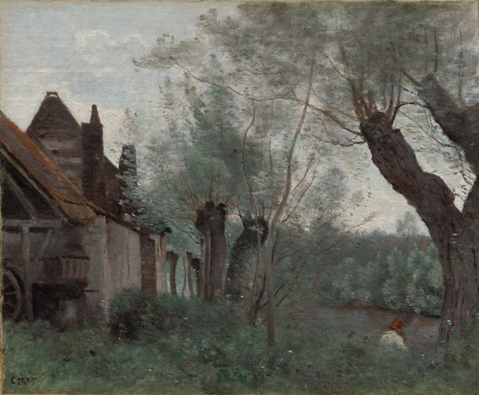 让·巴蒂斯特·卡米尔·柯罗（Jean-Baptiste-Camille Corot）-Sainte-Catherine-lès-Arras 的柳树和农舍