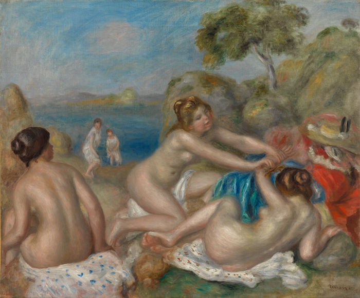 皮埃尔·奥古斯特·雷诺阿(Pierre-Auguste Renoir)作品 –沐浴者与螃蟹玩耍