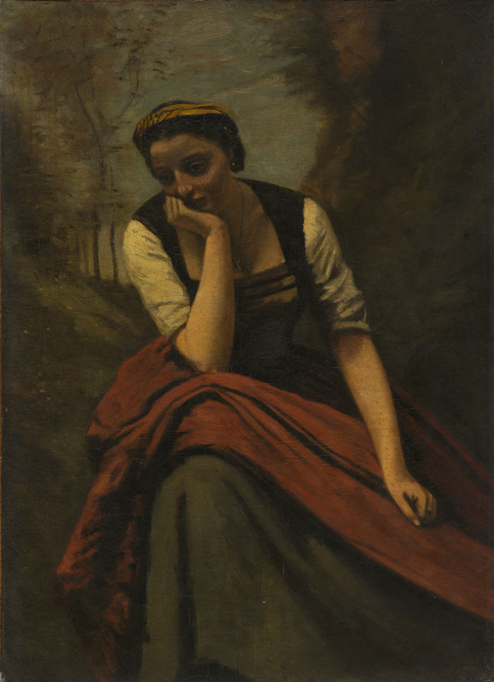 让·巴蒂斯特·卡米尔·柯罗（Jean-Baptiste-Camille Corot）-打坐的女人