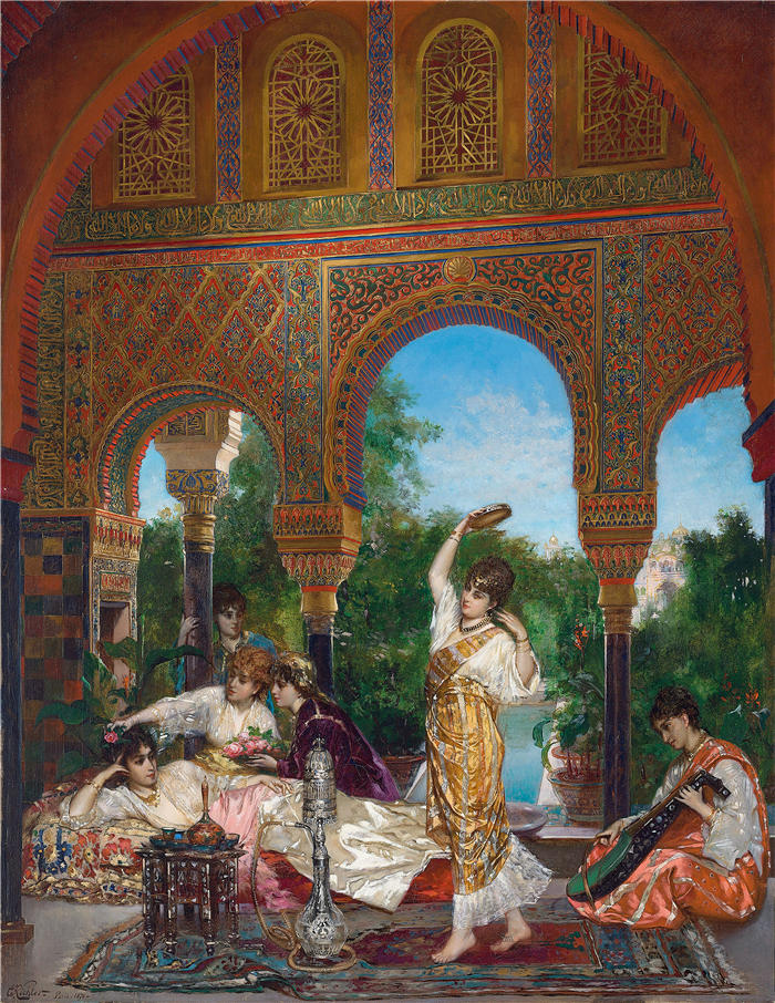 爱德华·弗雷德里克·威廉·里希特 (Édouard Frédéric Wilhelm Richter，法国) 作品-《在后宫 (1878)》