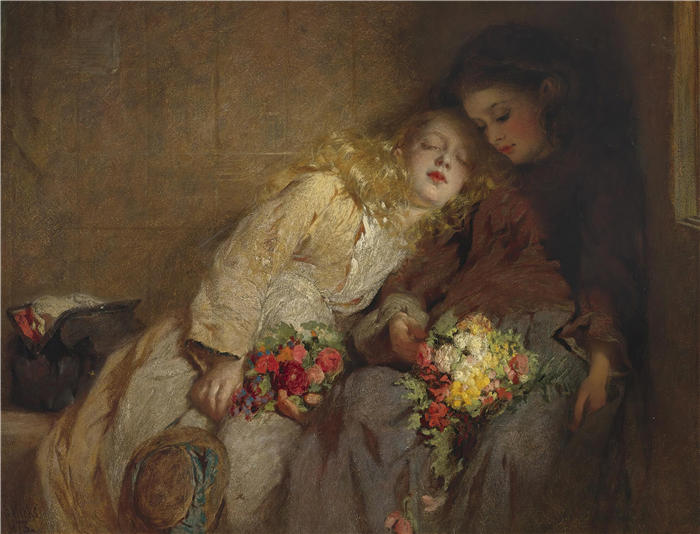 乔治·埃尔加·希克斯 (George Elgar Hicks，英国画家)高清作品-《回归家园（1873 年）》