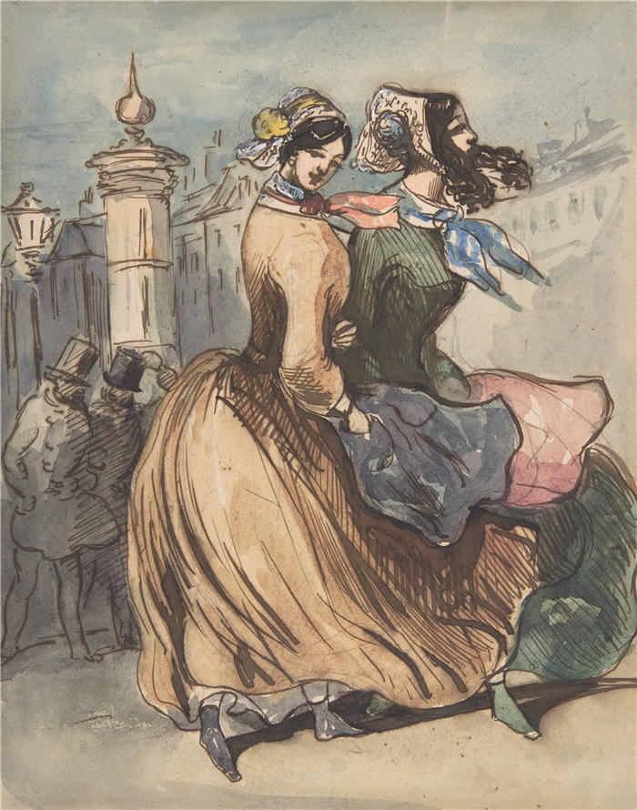 康斯坦丁·盖伊（Constantin Guys，法国画家）高清作品-《两个灰姑娘（19 世纪）》