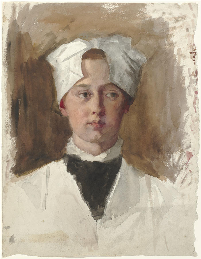 特蕾莎·施瓦茨（Thérèse Schwartze，荷兰画家）高清作品-《一个孤儿女孩的肖像（1861 h1918）》