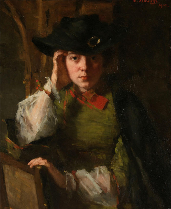 特蕾莎·施瓦茨（Thérèse Schwartze，荷兰画家）高清作品-《莉齐·安辛格的肖像（1902 年）》