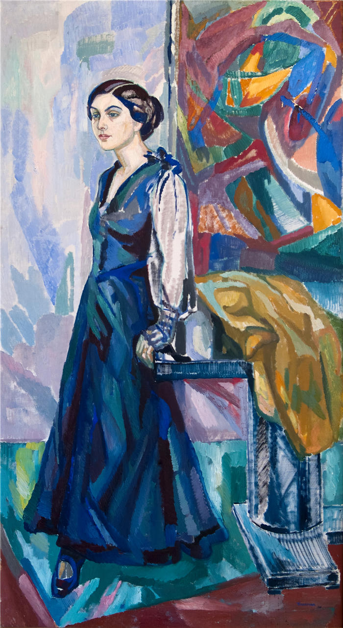 阿克塞尔·托内曼（ Axel Törneman，瑞典画家）高清作品-《Carin Östberg 夫人的肖像（1916 年）》