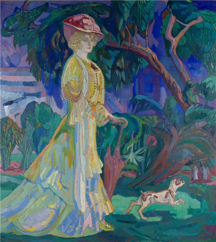 阿克塞尔·托内曼( Axel Törneman,瑞典画家)高清作品-《艺术家妻子的肖像(1908 年)》