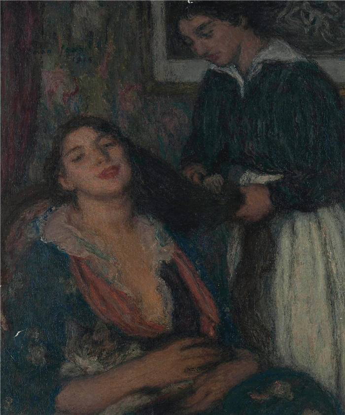 埃德蒙·弗朗索瓦·阿曼-让(Edmond Aman-Jean,法国画家)作品-《发型 (1916)》