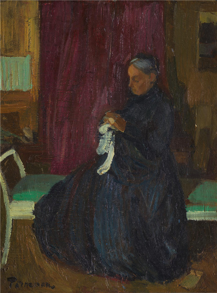 阿克塞尔·托内曼( Axel Törneman,瑞典画家)高清作品-《老年妇女(约 1910 年)》