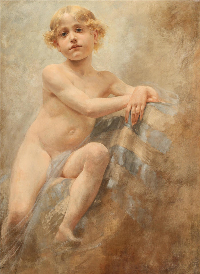 阿洛伊斯·汉斯·施拉姆 (Alois Hans Schram,奥地利画家)高清作品-金发男孩
