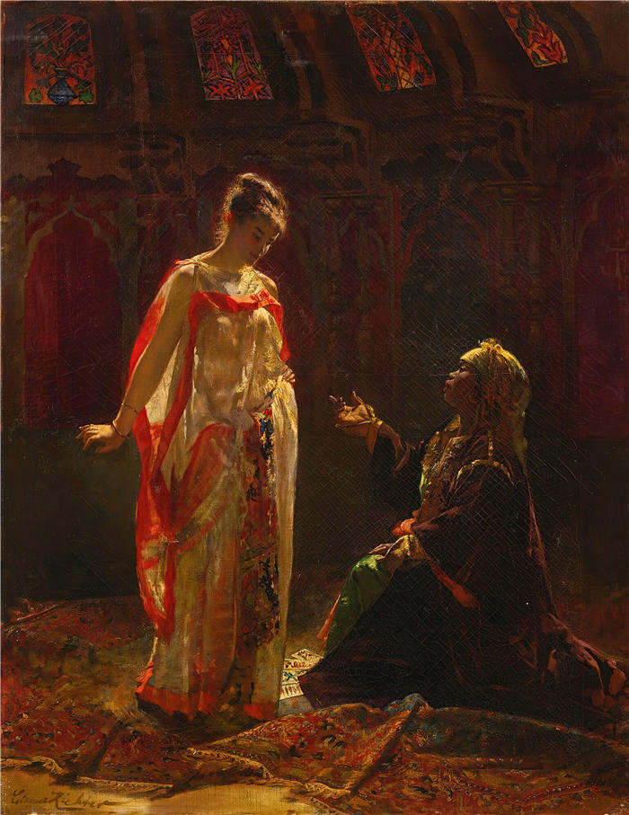 爱德华·弗雷德里克·威廉·里希特 (Édouard Frédéric Wilhelm Richter,法国) 作品-《算命先生》