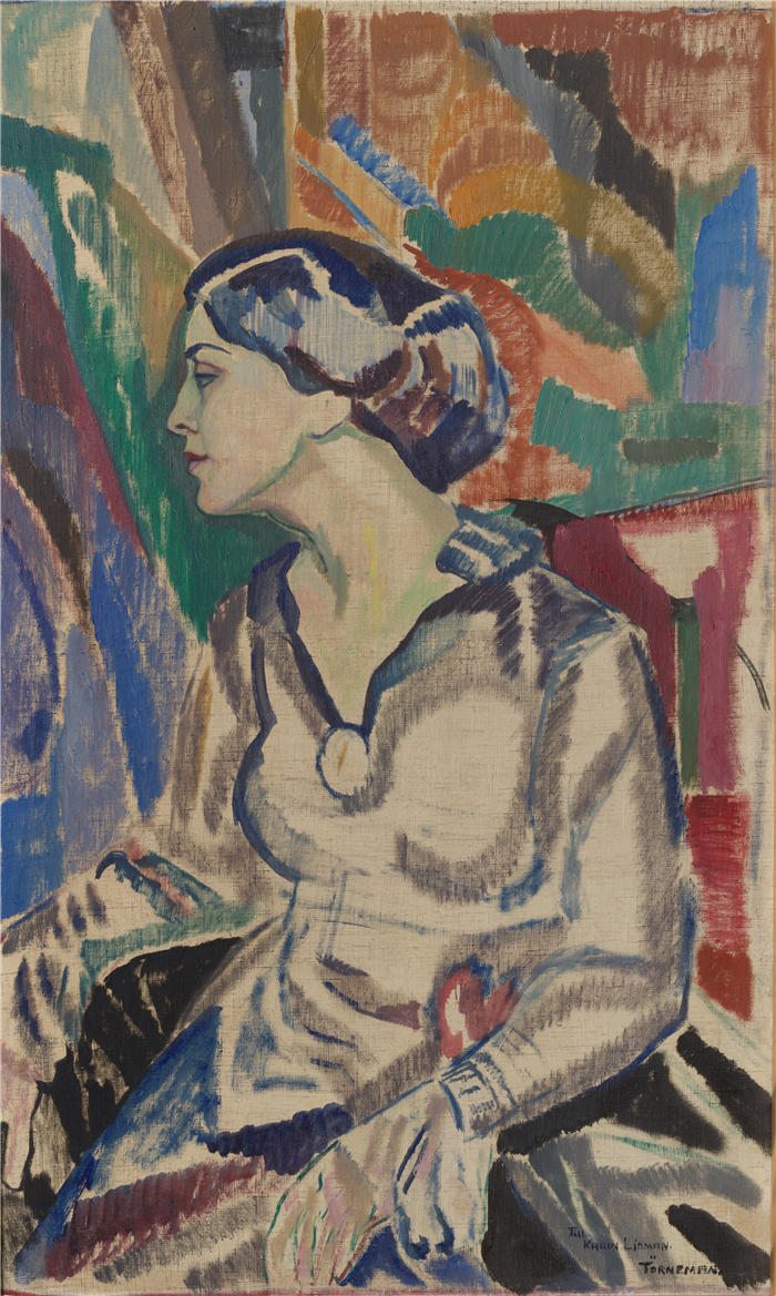 阿克塞尔·托内曼（ Axel Törneman，瑞典画家）高清作品-《Carin Thiel 的肖像 (1916)》