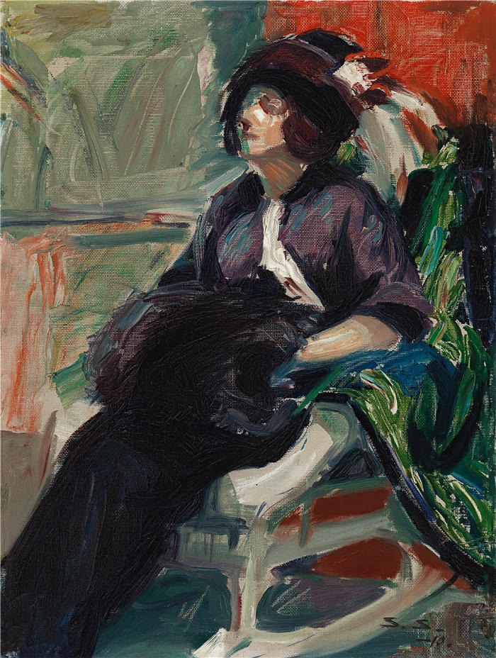 圣特里·萨洛基维（Santeri Salokivi，芬兰画家）作品-摇椅上的女人（1910）
