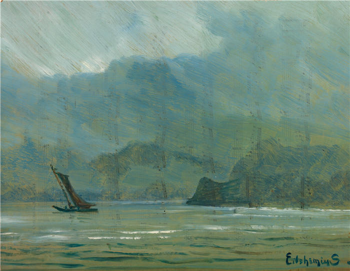 路易斯·米歇尔·艾西莫斯（Louis Michel Eilshemius，美国画家）高清作品-《淡蓝色风景》