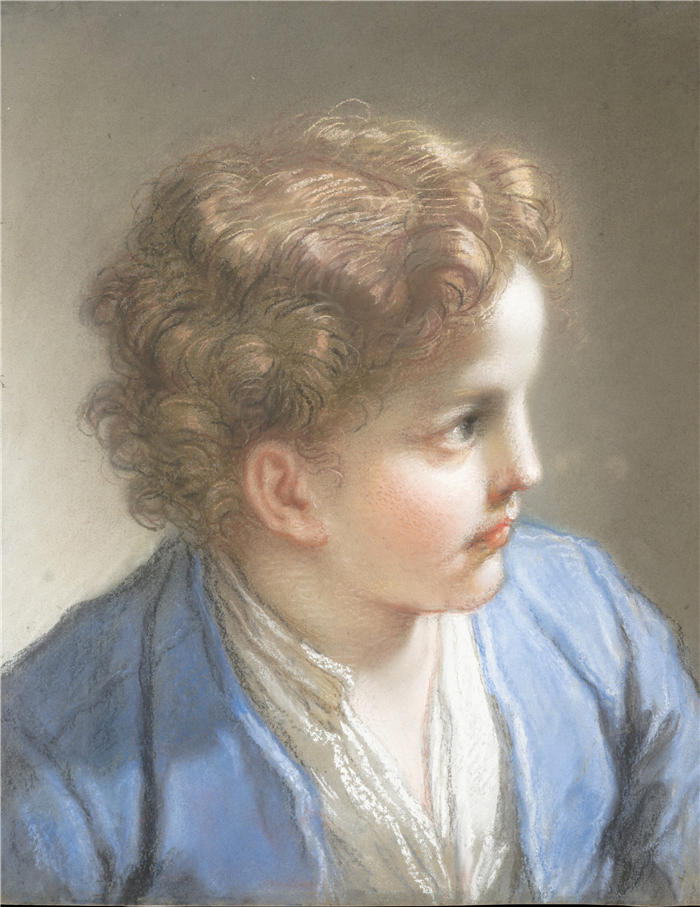 贝内代托·卢蒂（Benedetto Luti，意大利画家，1666 - 1724 年）作品-一个穿蓝夹克的男孩的研究（1717）