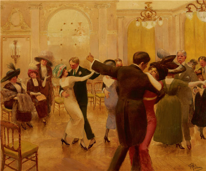 阿尔伯特·纪尧姆（Albert Guillaume，法国画家）高清作品-《舞蹈》