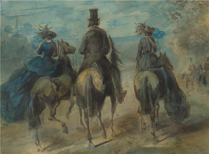 康斯坦丁·盖伊（Constantin Guys，法国画家）高清作品-《林间长廊》