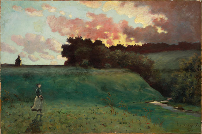 路易斯·米歇尔·艾西莫斯(Louis Michel Eilshemius,美国画家)高清作品-《风雨如磐的风景(1890)》