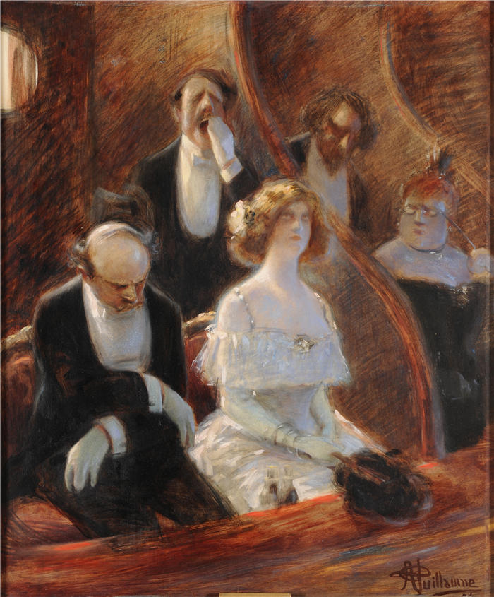 阿尔伯特·纪尧姆（Albert Guillaume，法国画家）高清作品-《学术音乐（1904）》