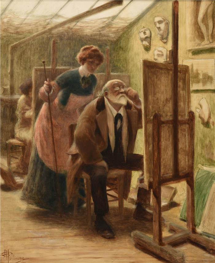 阿尔伯特·纪尧姆（Albert Guillaume，法国画家）高清作品-《拉修正 (1904)》