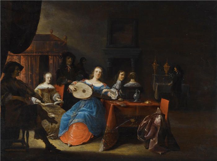 安东尼·帕拉梅德斯（Anthonie Palamedesz，荷兰画家）作品-《在室内制作音乐（1660 年代）》