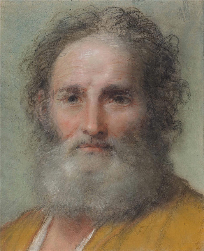 贝内代托·卢蒂（Benedetto Luti，意大利画家，1666 - 1724 年）作品-大胡子的头（1715）