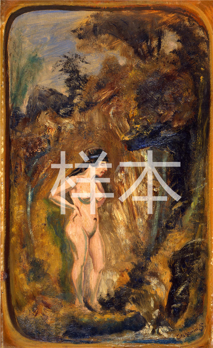 路易斯·米歇尔·艾西莫斯（Louis Michel Eilshemius，美国画家）高清作品-《森林中的裸体（约 1908-1916 年）》