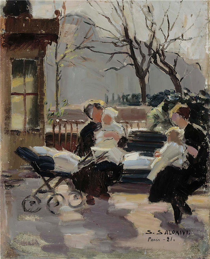 圣特里·萨洛基维（Santeri Salokivi，芬兰画家）作品-巴黎公园 (1921)