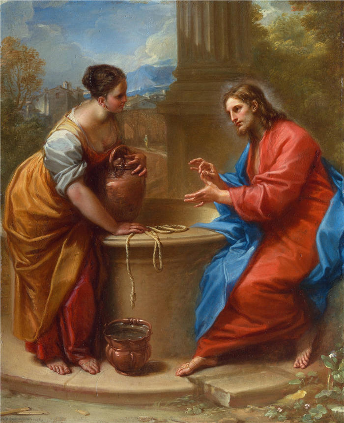 贝内代托·卢蒂（Benedetto Luti，意大利画家，1666 - 1724 年）作品-基督与撒玛利亚妇人 (1715–20)