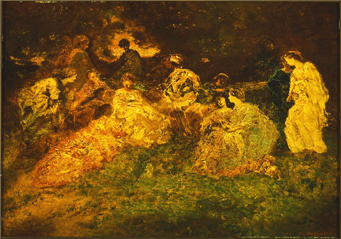 阿道夫·蒙蒂塞利(Adolphe Monticelli,法国画家)高清作品-《宴请尚佩特》