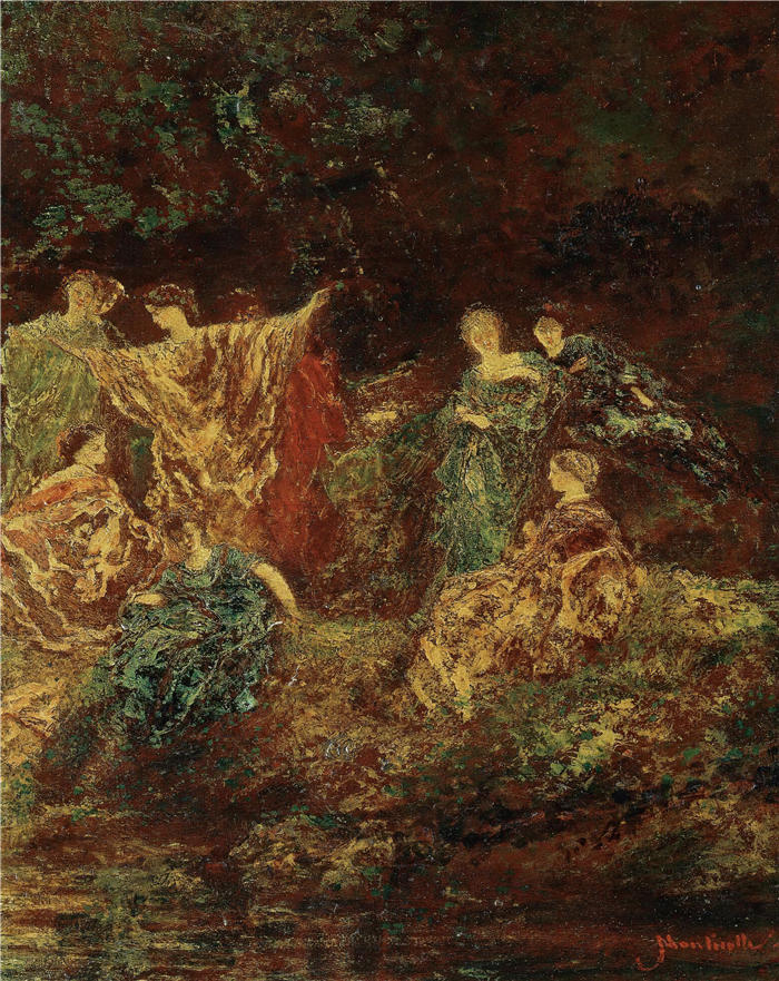 阿道夫·蒙蒂塞利(Adolphe Monticelli,法国画家)高清作品-《庆祝活动》